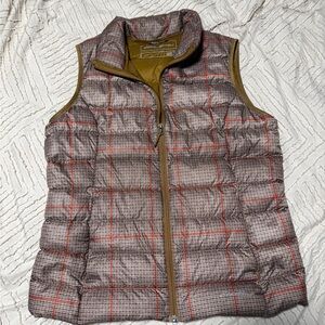 Eddie Bauer Plaid Puffer Vest - Brown and Red